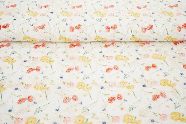 Cotone Ricamato Fiori Ruth Crema Cotone Ricamato Fiori Ruth Crema