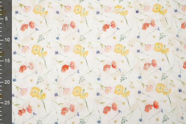 Cotone Ricamato Fiori Ruth Crema Cotone Ricamato Fiori Ruth Crema