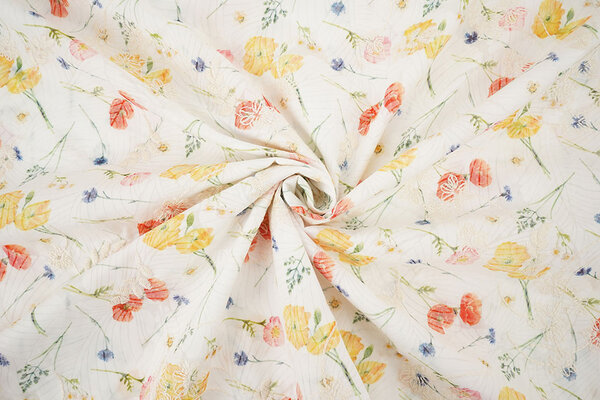 Cotone Ricamato Fiori Ruth Crema Cotone Ricamato Fiori Ruth Crema