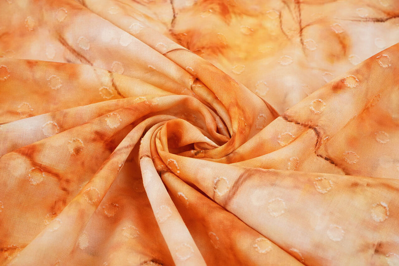 Katoenen Jacquard Voile Oranje
