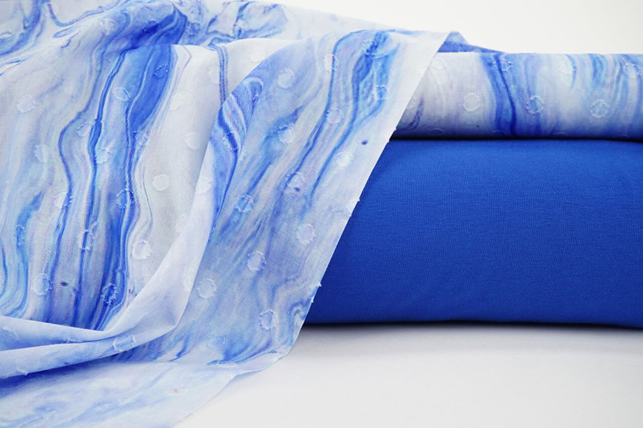 Algodón Jacquard Voile Azul Algodón Jacquard Voile Azul