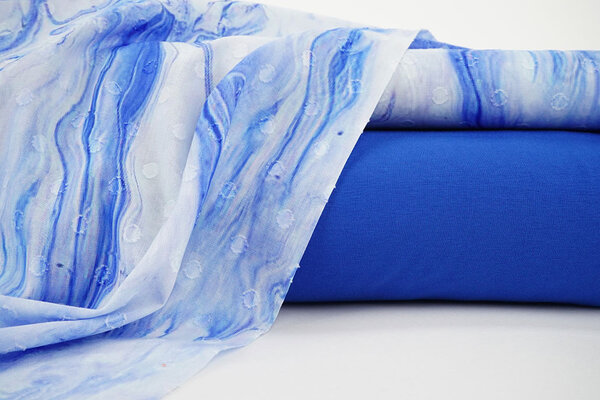 Coton Jacquard Voile Bleu