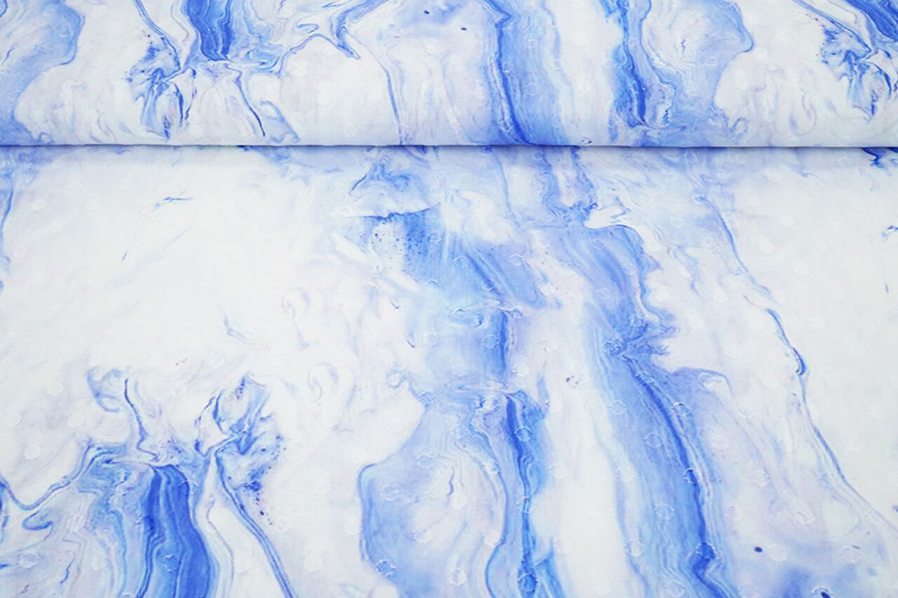 Coton Jacquard Voile Bleu