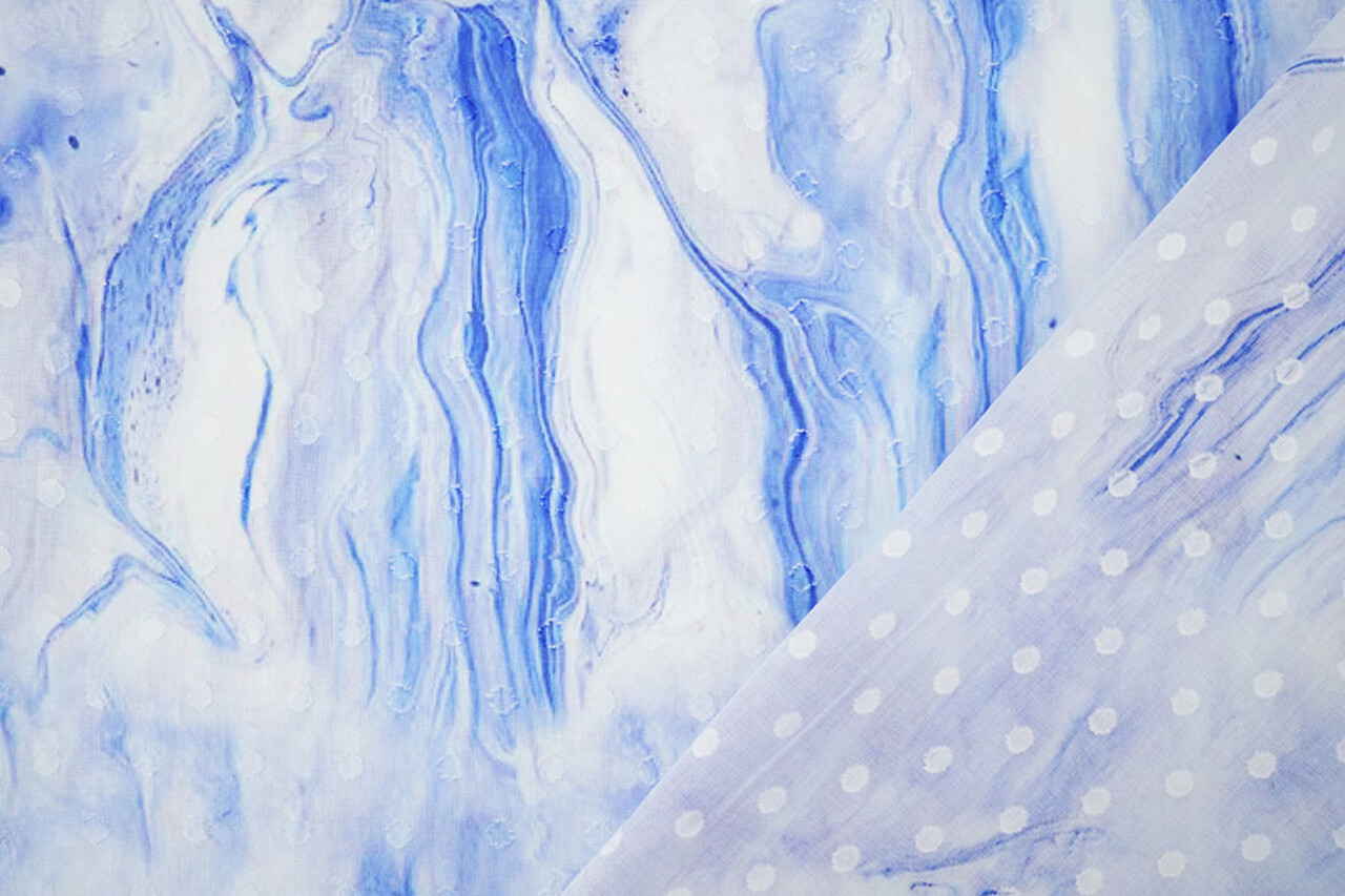 Katoenen Jacquard Voile Blauw