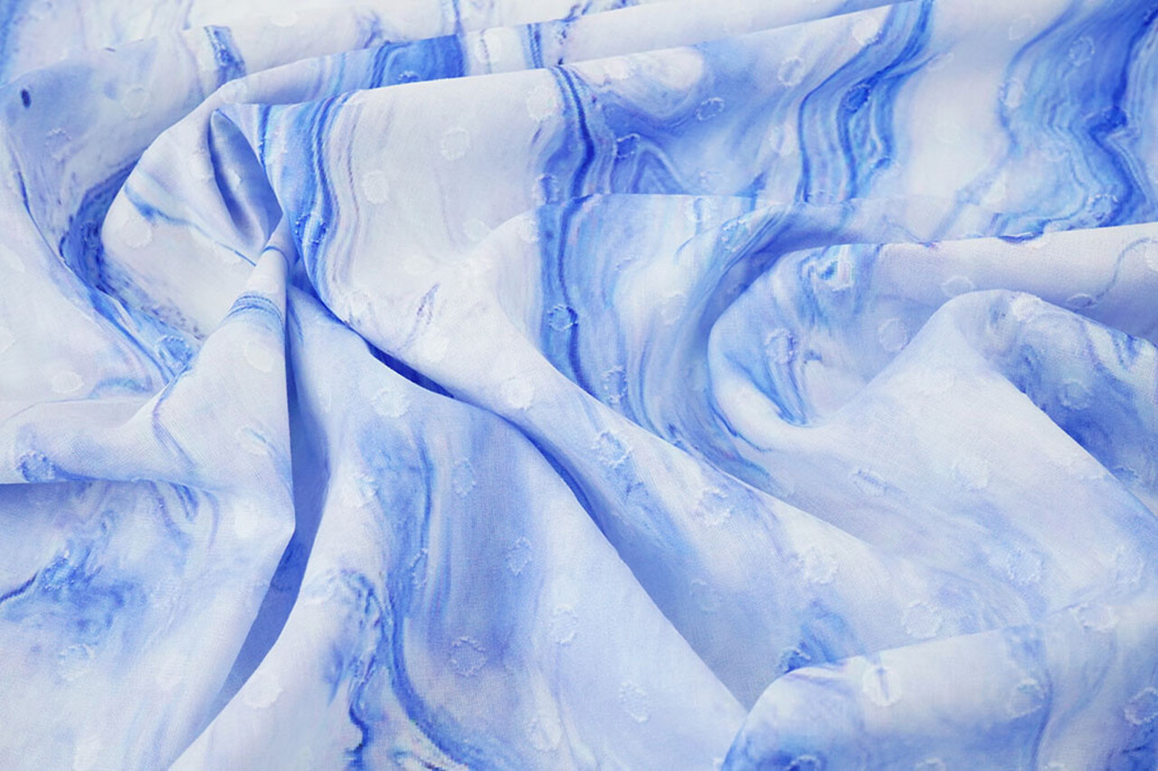 Katoenen Jacquard Voile Blauw