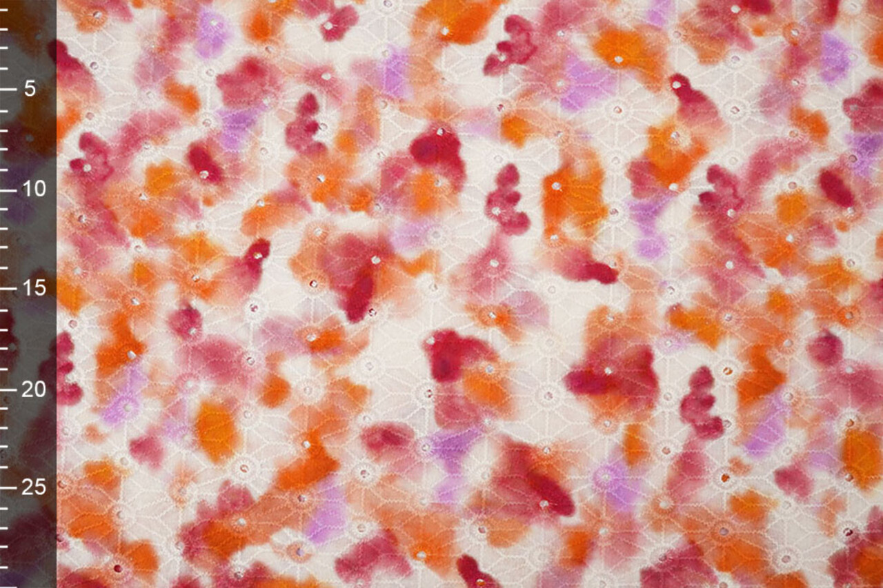 Embroidery Cotton Tie Dye Orange Pink