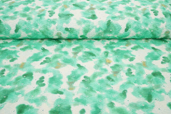 Broderie Katoen Tie Dye Zeegroen