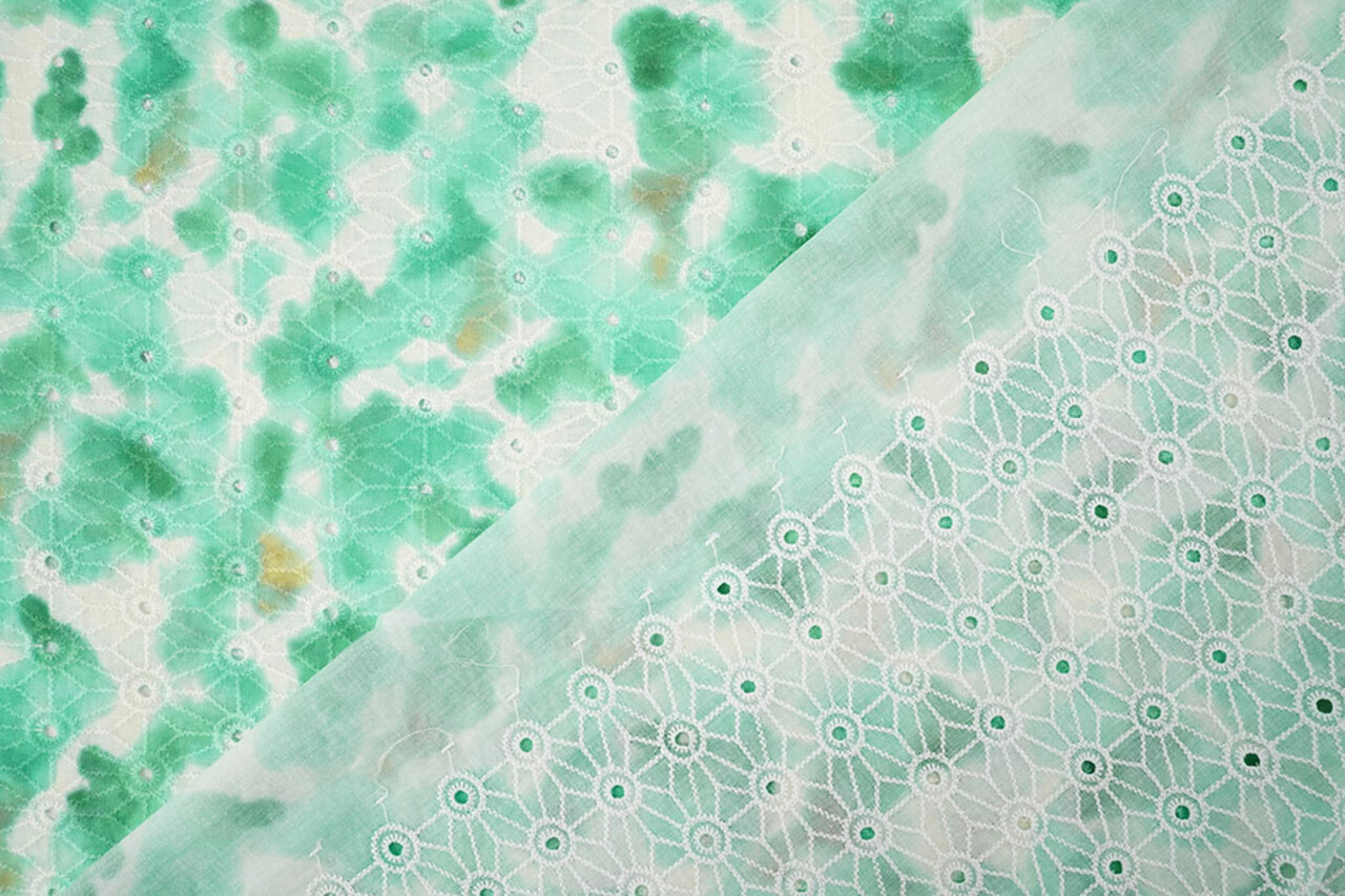 Embroidery Cotton Tie Dye Sea Green