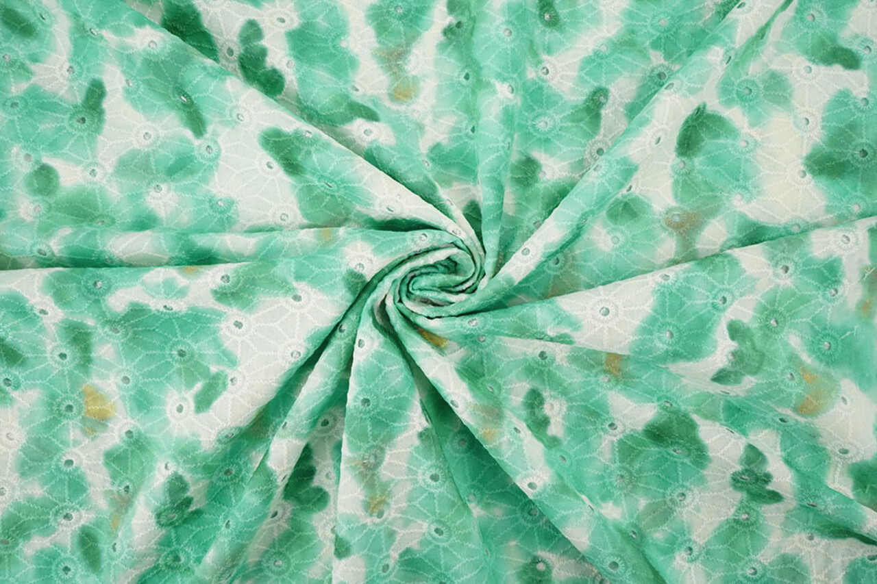 Embroidery Cotton Tie Dye Sea Green