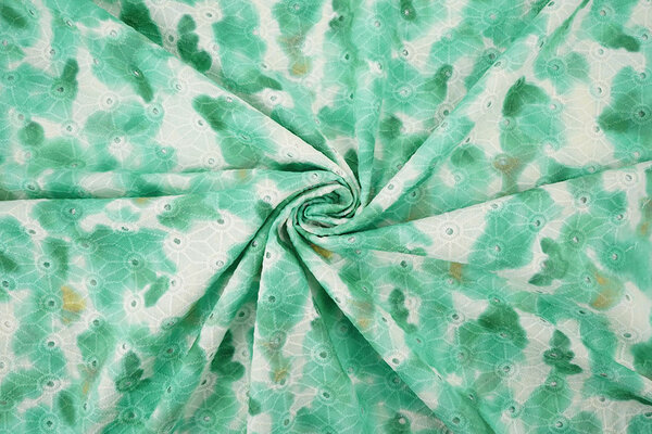 Embroidery Cotton Tie Dye Sea Green