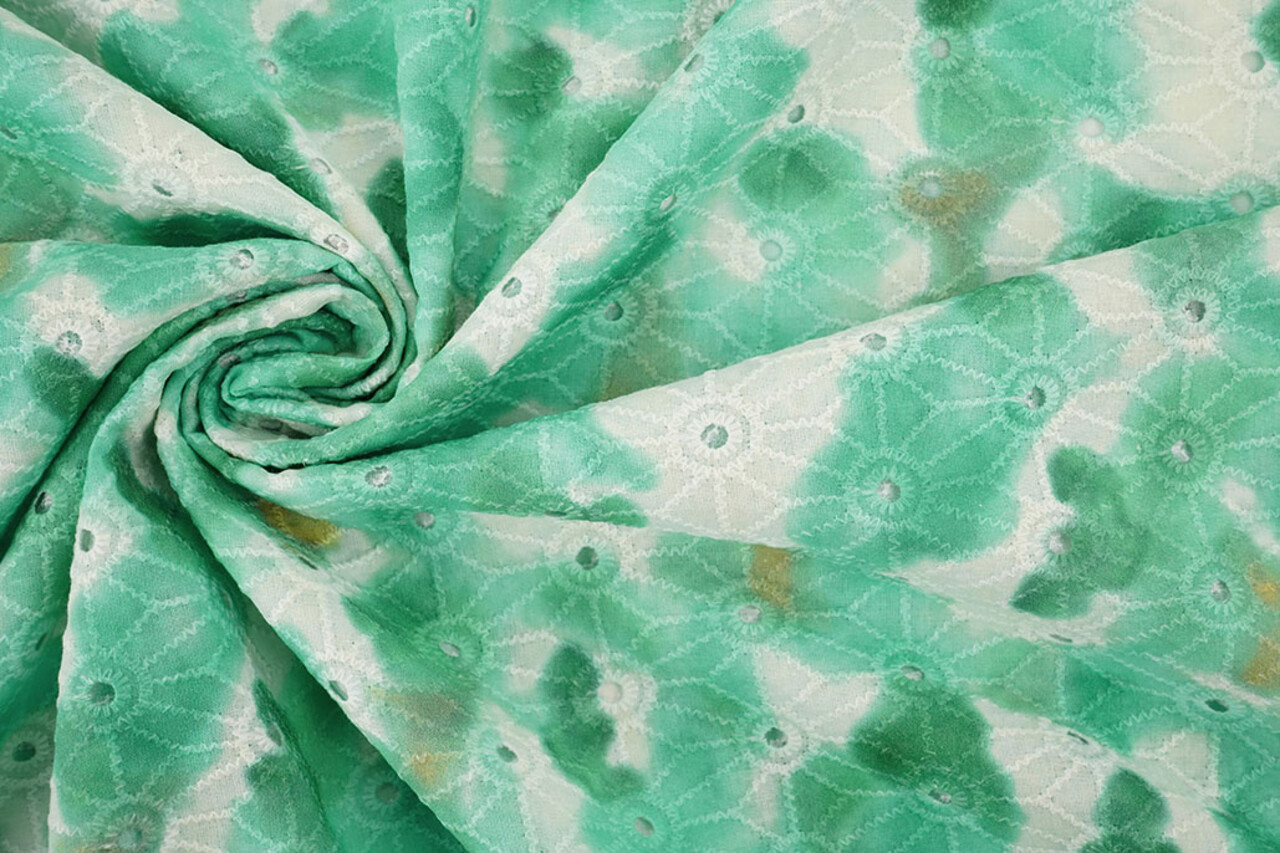 Broderie Katoen Tie Dye Zeegroen