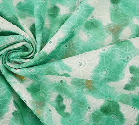 Bordado Inglés Algodón Tie Dye Verde Mar Bordado Inglés Algodón Tie Dye Verde Mar