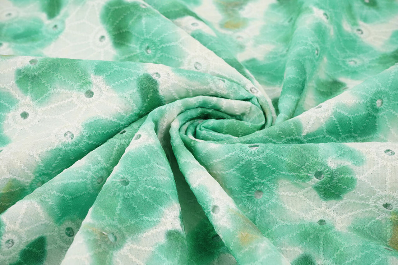 Embroidery Cotton Tie Dye Sea Green