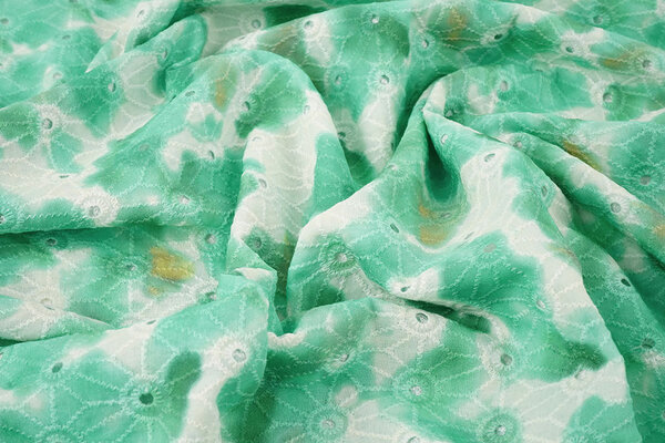 Embroidery Cotton Tie Dye Sea Green