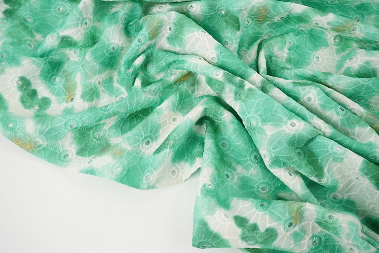 Ricamo Cotone Tie-Dye Verde Mare Ricamo Cotone Tie-Dye Verde Mare