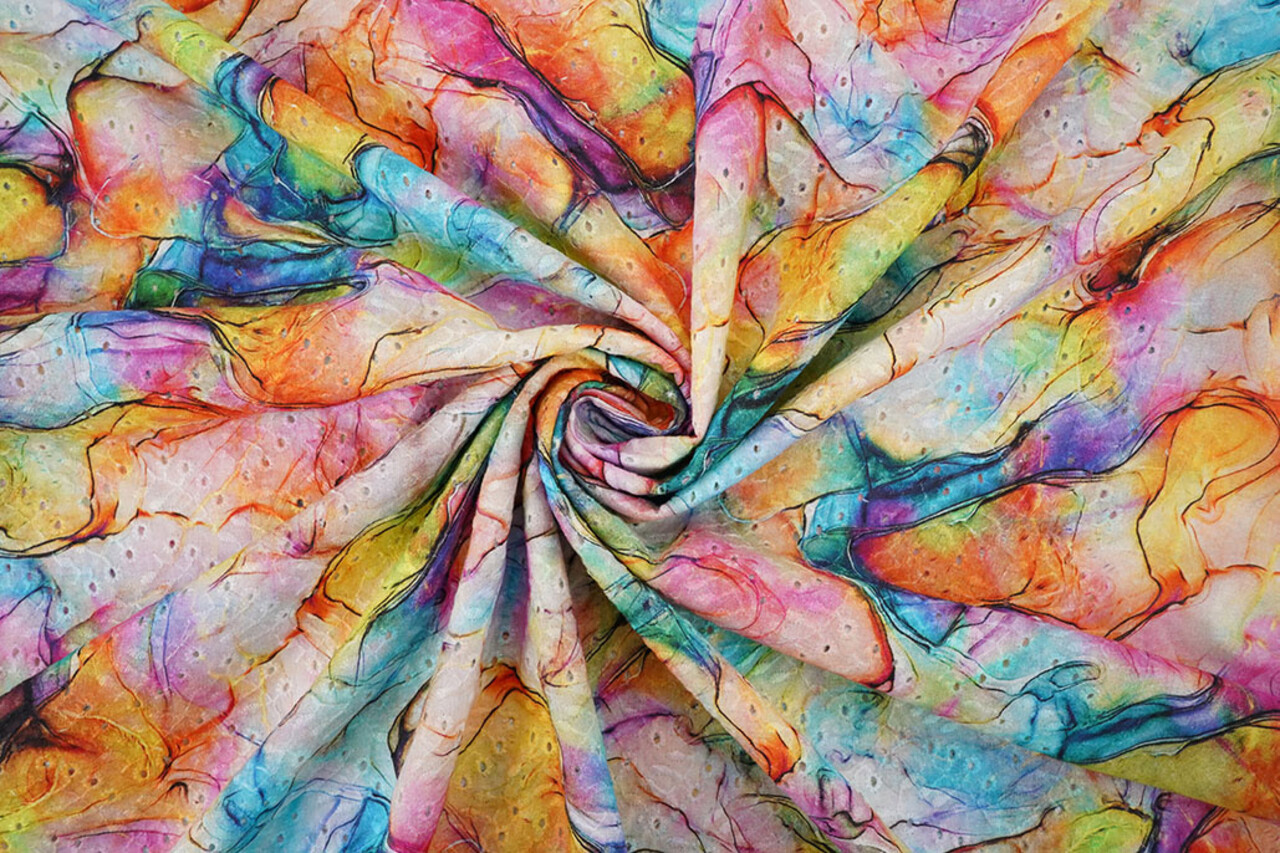 Broderie Katoen Aquarel Roze Broderie Katoen Aquarel Roze