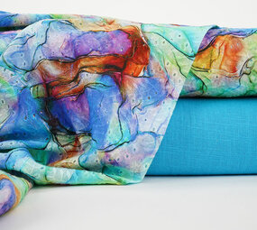 Stickerei Baumwolle Aquarell Blau