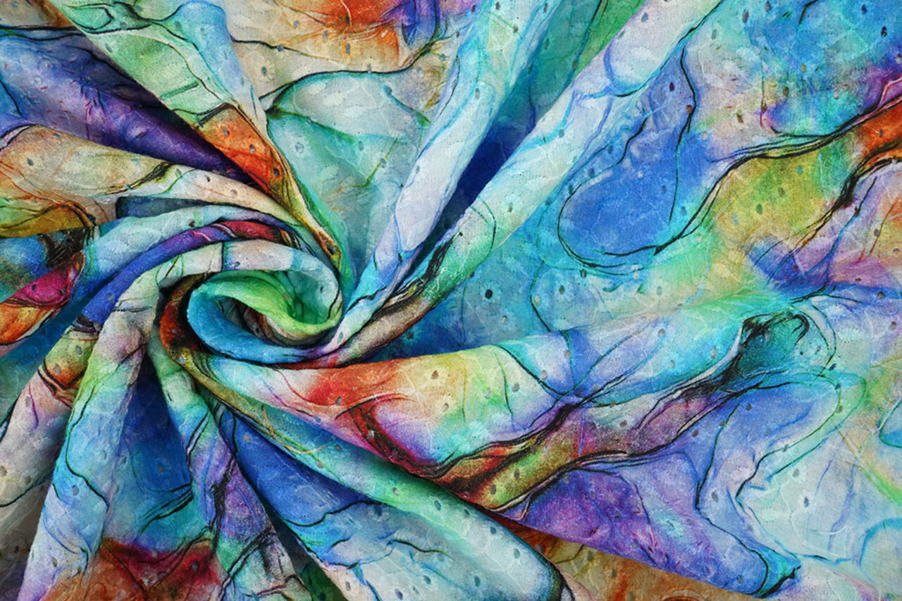 Stickerei Baumwolle Aquarell Blau Stickerei Baumwolle Aquarell Blau