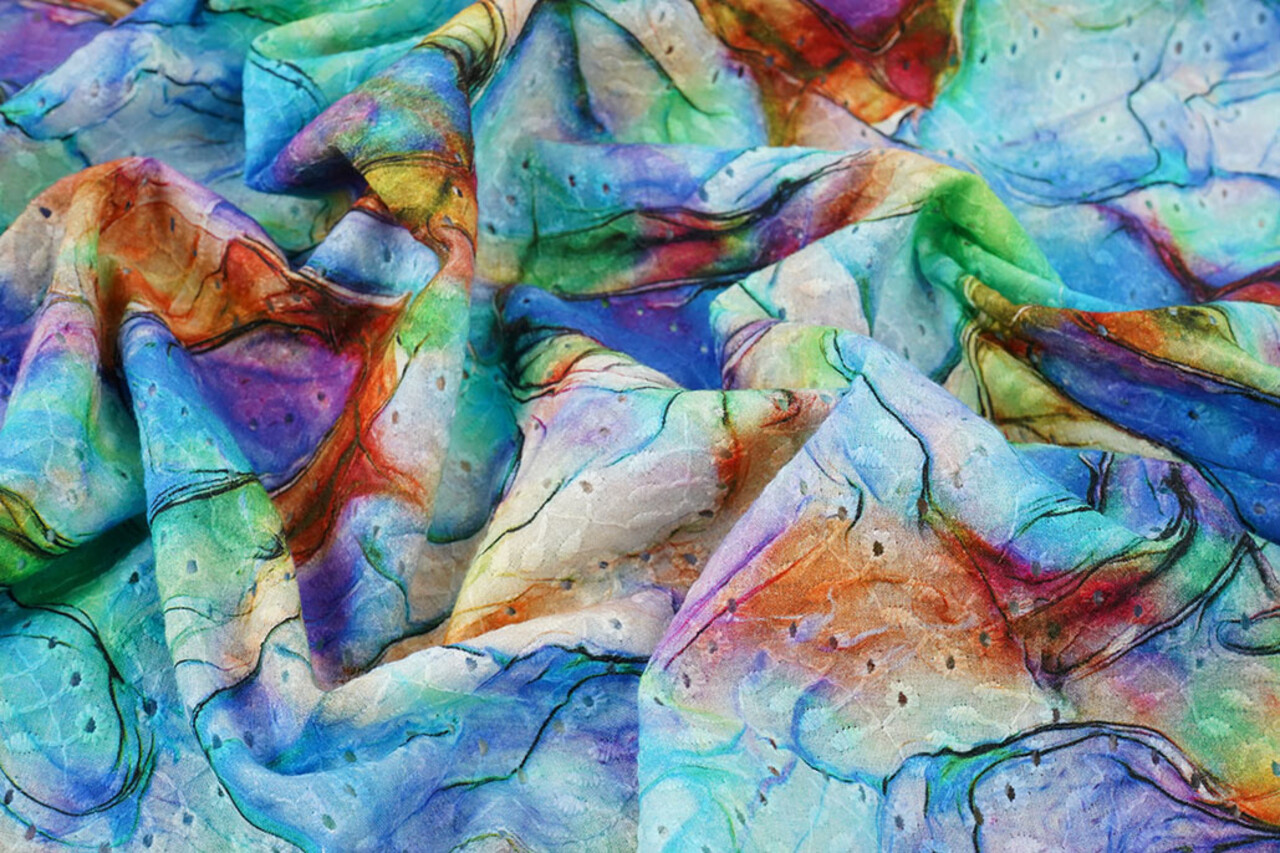 Stickerei Baumwolle Aquarell Blau Stickerei Baumwolle Aquarell Blau