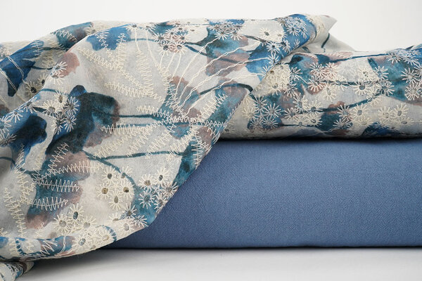 Embroidery Poppy Blue Embroidery Poppy Blue