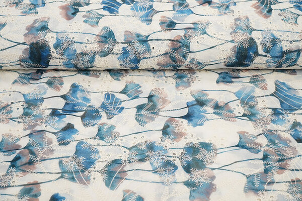 Embroidery Poppy Blue Embroidery Poppy Blue