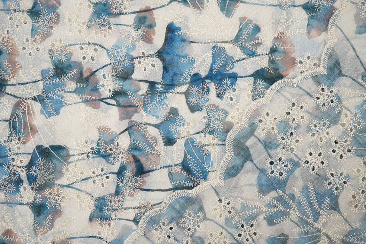 Broderie Papaver Blauw Broderie Papaver Blauw