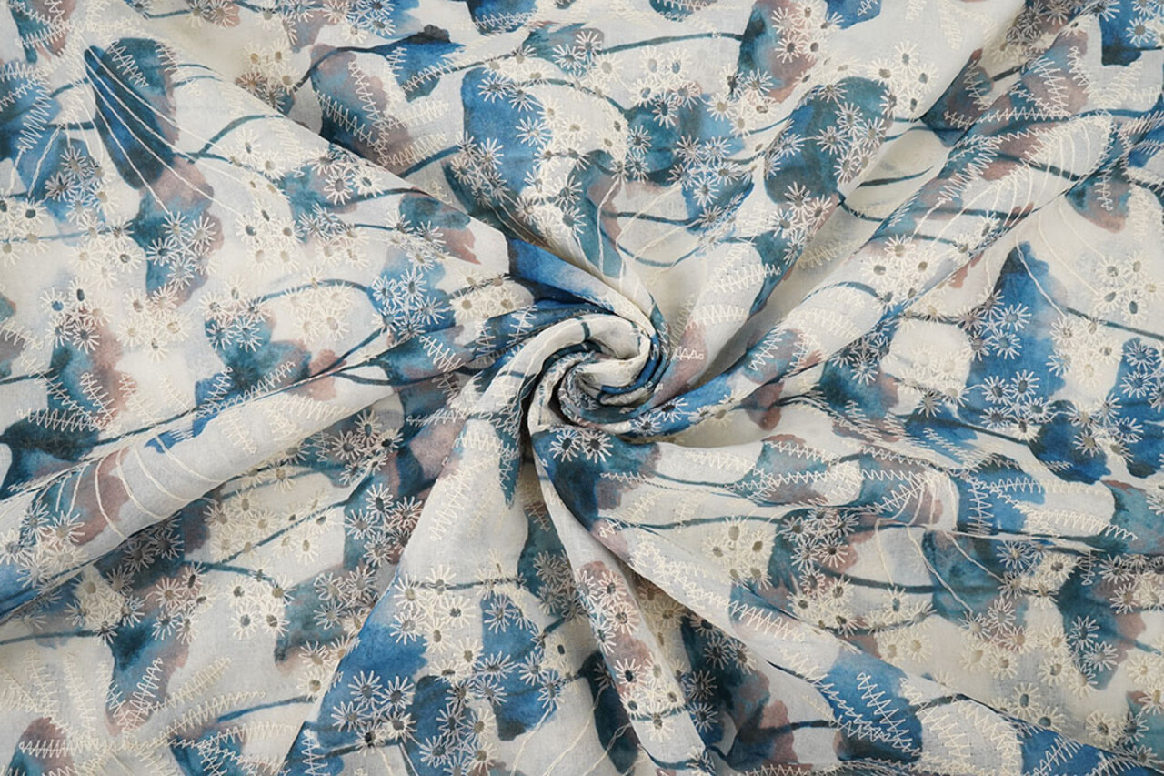 Stickerei Mohn Blau Stickerei Mohn Blau