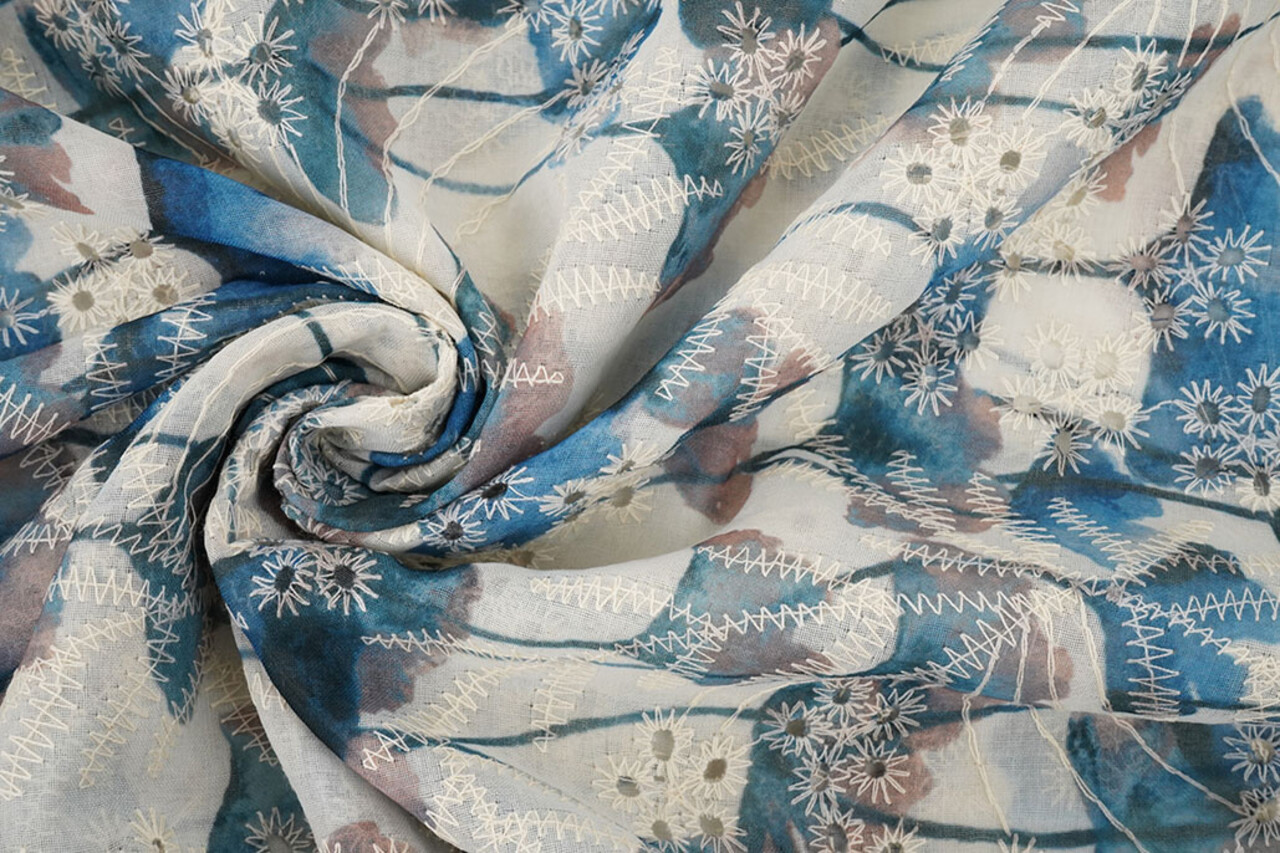 Embroidery Poppy Blue Embroidery Poppy Blue