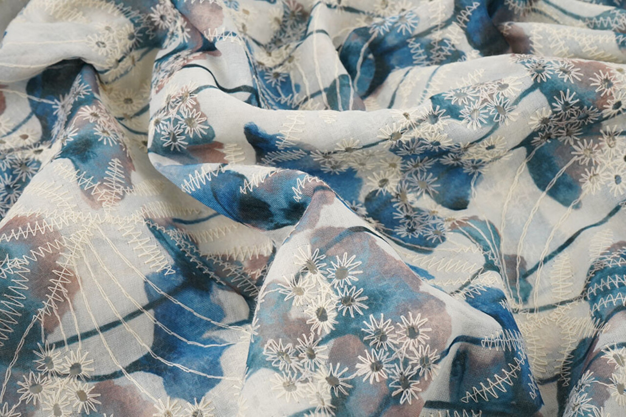 Broderie Papaver Blauw Broderie Papaver Blauw