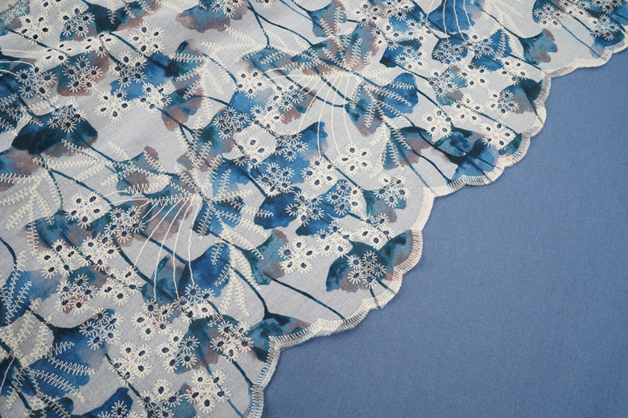 Embroidery Poppy Blue Embroidery Poppy Blue