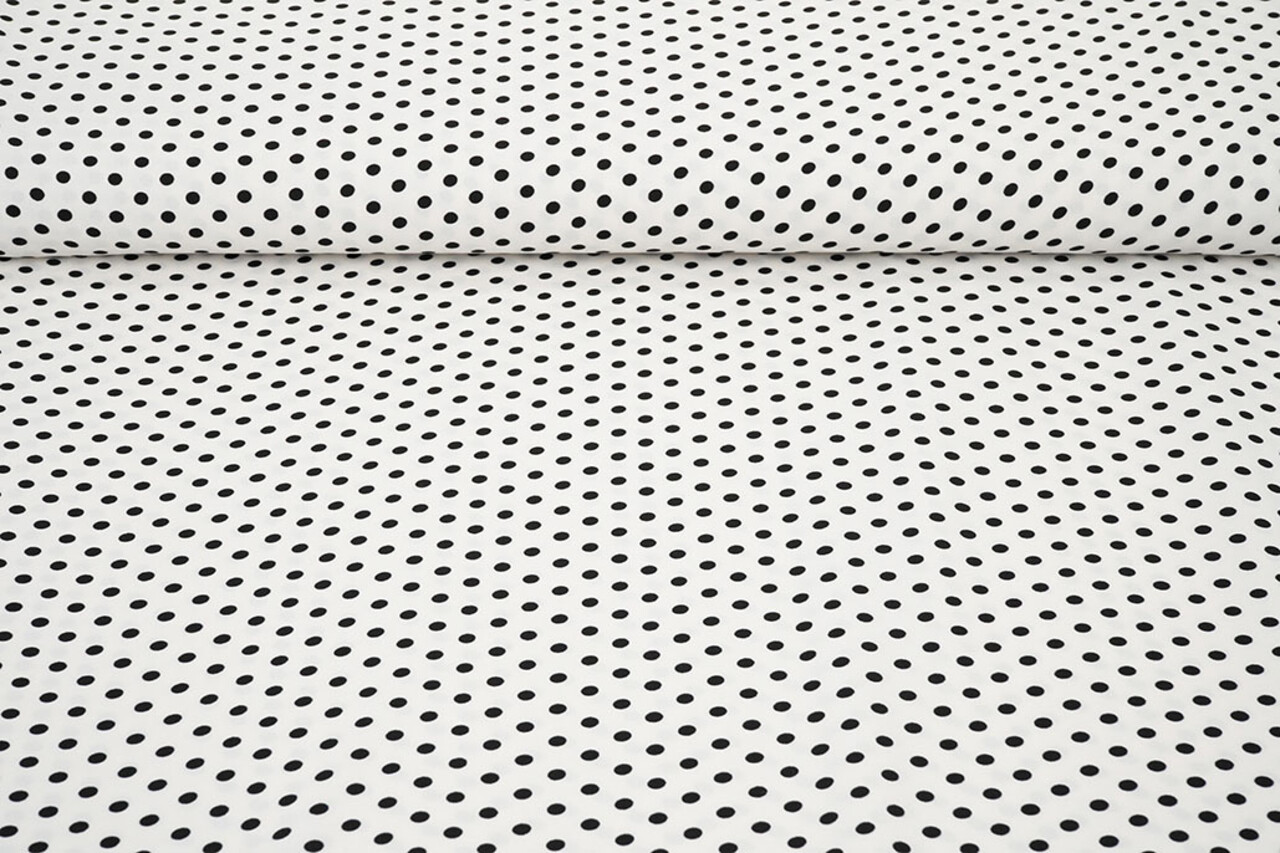 Fine Crêpe Dots White - Black