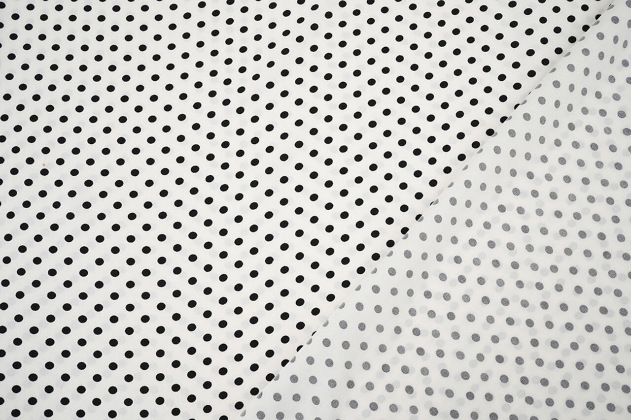 Fine Crêpe Dots White - Black