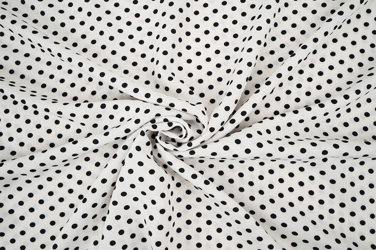 Fine Crêpe Dots White - Black