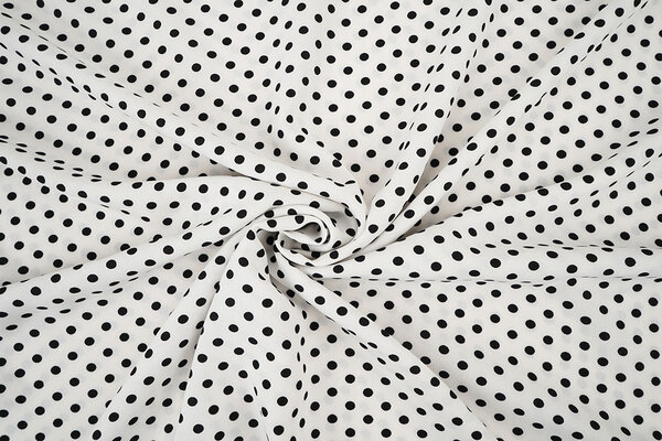 Fine Crêpe Dots White - Black