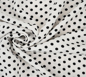 Fine Crêpe Dots White - Black