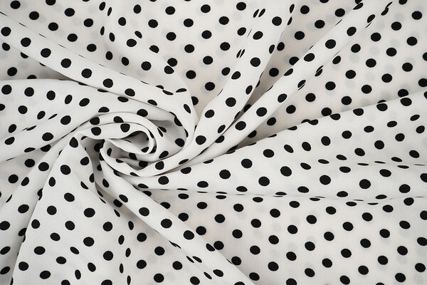 Fine Crêpe Dots White - Black