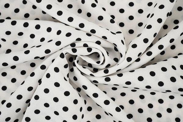 Fine Crêpe Dots White - Black