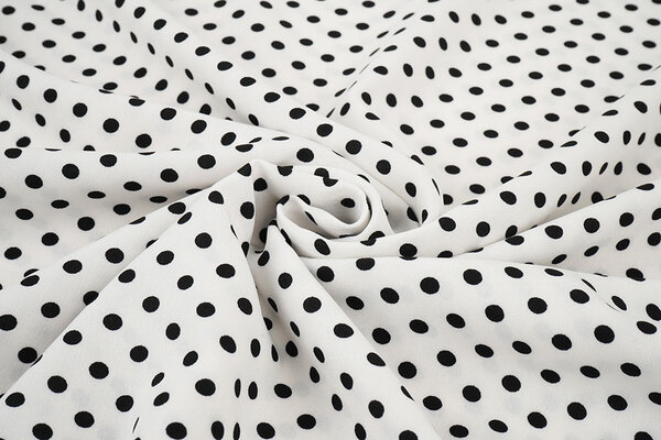 Fine Crêpe Dots White - Black