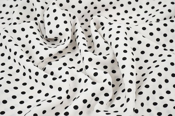 Fijne Crêpe Stippen Wit - Zwart