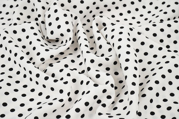 Fine Crêpe Dots White - Black