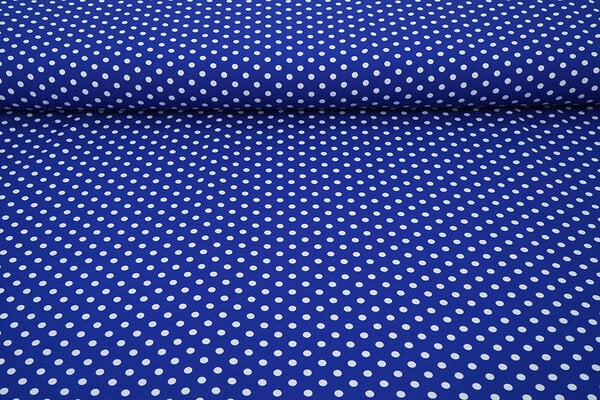 Fin Crêpe Pois Bleu Cobalt - Blanc Fin Crêpe Pois Bleu Cobalt - Blanc
