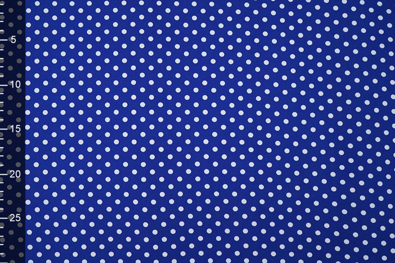 Fin Crêpe Pois Bleu Cobalt - Blanc Fin Crêpe Pois Bleu Cobalt - Blanc