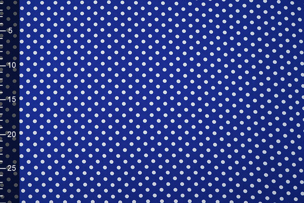Fine Crêpe Pois Blu Cobalto - Bianco Fine Crêpe Pois Blu Cobalto - Bianco