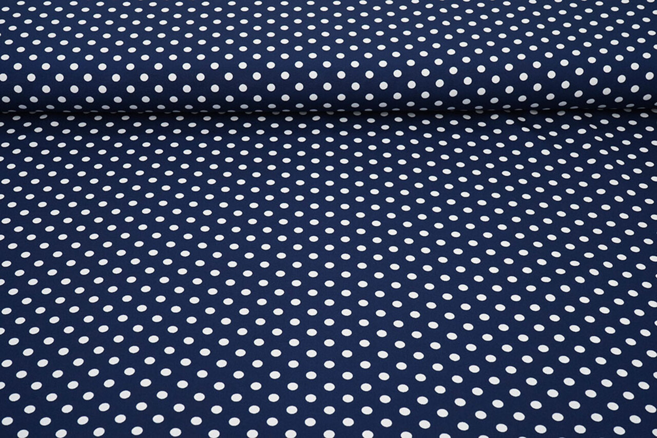Fine Crêpe Dots Navy - White Fine Crêpe Dots Navy - White