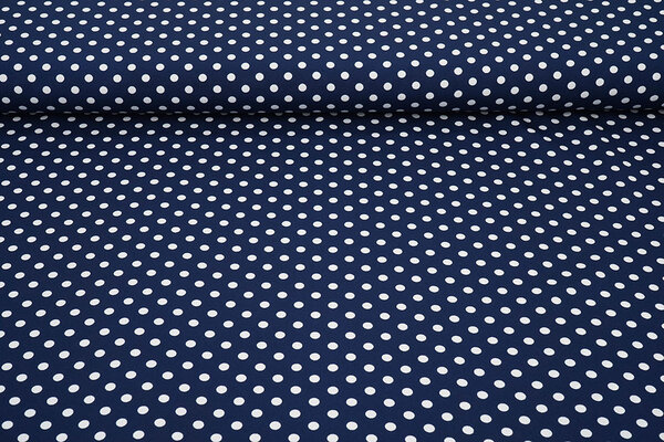 Fine Crêpe Pois Blu Navy - Bianco Fine Crêpe Pois Blu Navy - Bianco