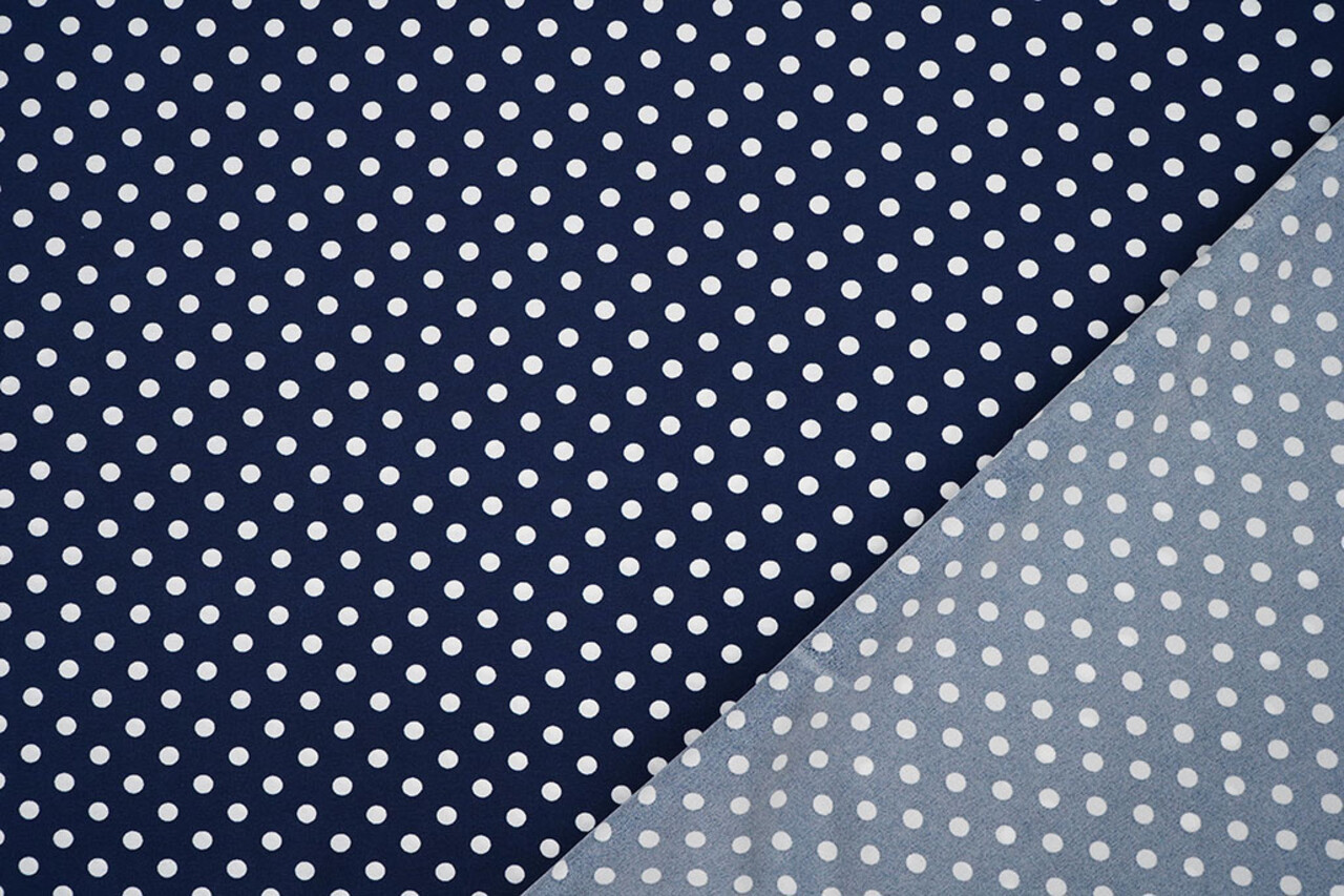 Fina Crepé Puntos Azul Marino - Blanco Fina Crepé Puntos Azul Marino - Blanco