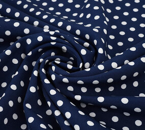 Fine Crêpe Dots Navy - White Fine Crêpe Dots Navy - White