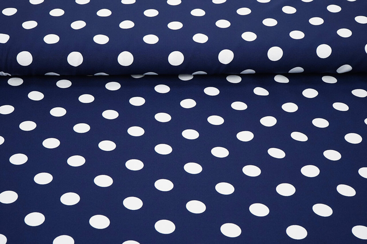 Fin Crêpe Grand Pois Marine - Blanc Fin Crêpe Grand Pois Marine - Blanc
