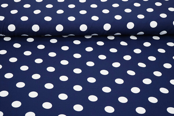 Fine Crêpe Grande Pois Blu Navy - Bianco