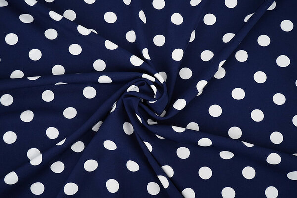 Fine Crêpe Grande Pois Blu Navy - Bianco